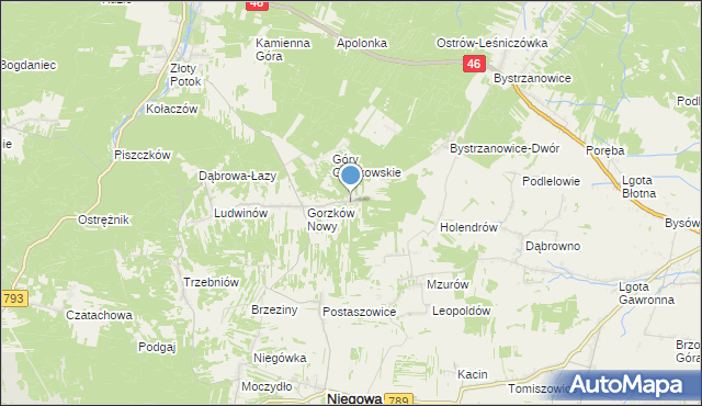 mapa Gorzków Stary, Gorzków Stary na mapie Targeo